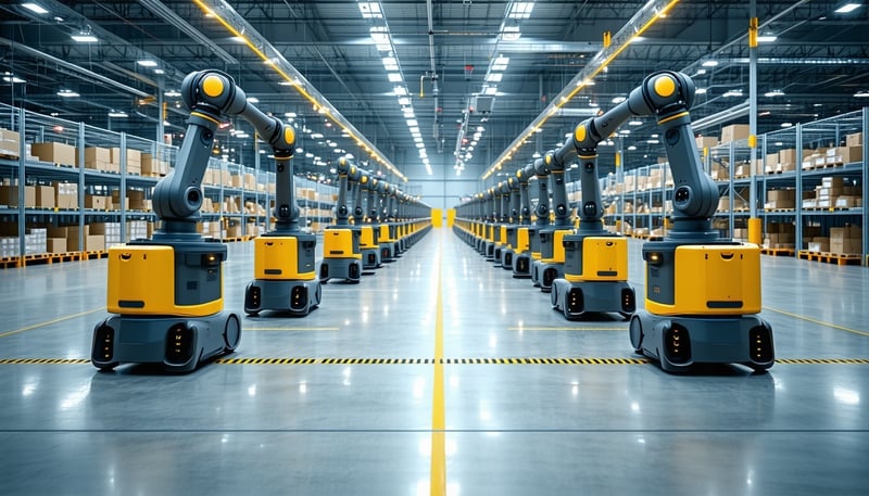Modern warehouse utilising automation and robotics technology Modern warehouse utilising automation and robotics technology